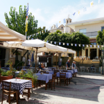 Festive bunting in Pissouri Square
